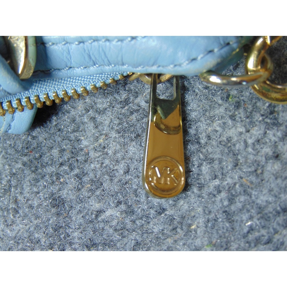 Michael Kors Purse Light Blue Bedford Leather Shoulder Bag Gold Tone Hardware - Picture 14 of 16